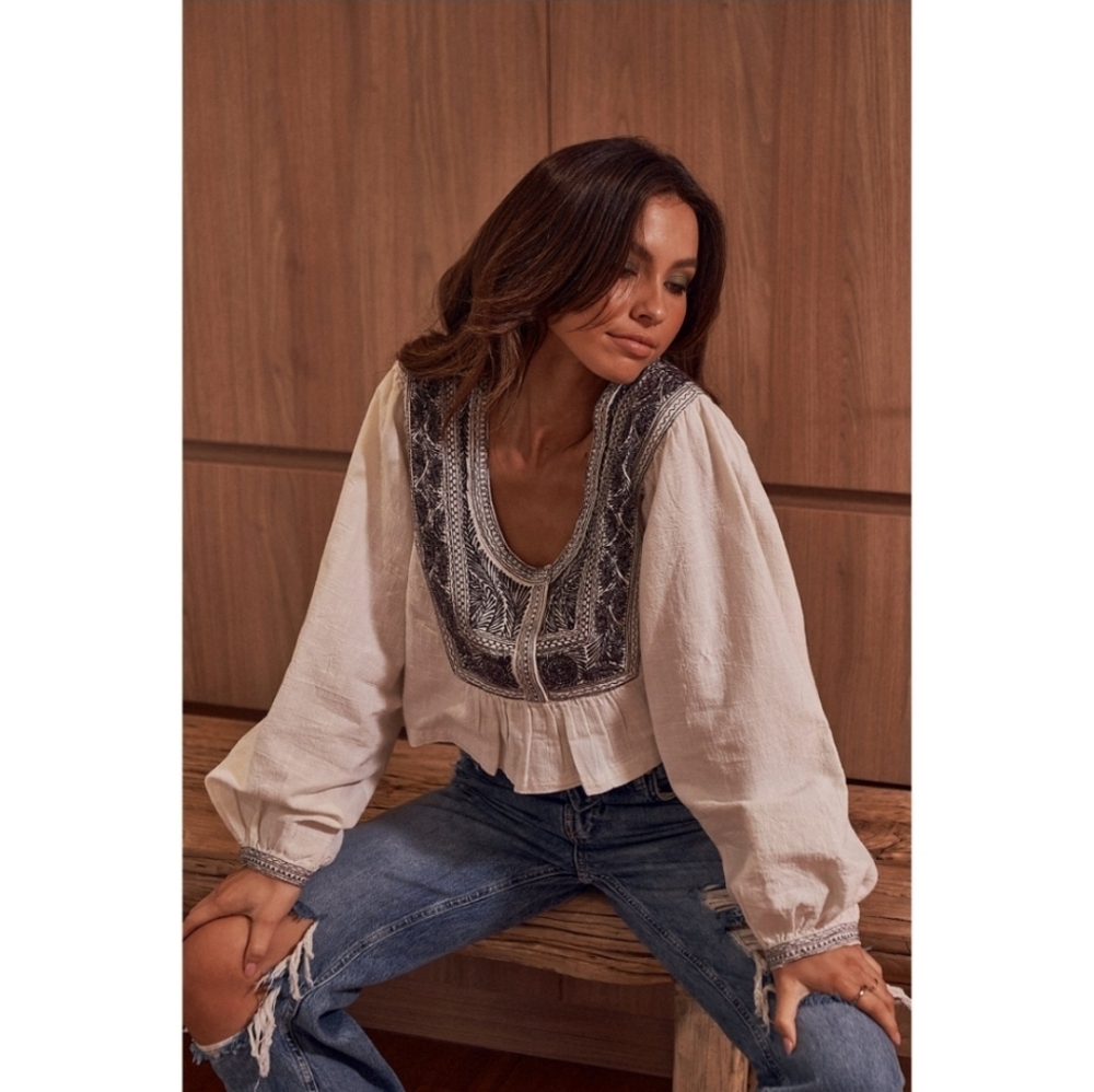 Free People Iggy Embroidered Crop Top Size S - Picture 3 of 15